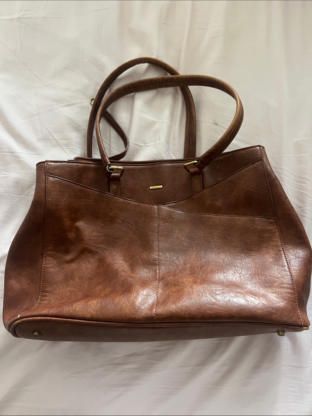 Classic Brown Leather Tote Bag - Women's Carryall
